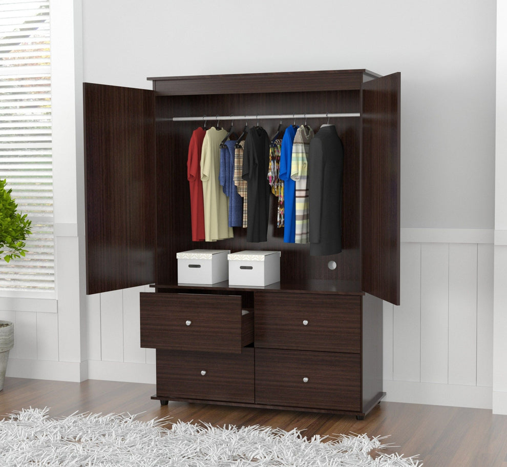 Espresso Finish Wood Four Drawer Armoire Dresser By Homeroots | Armoires & Wardrobes | Modishstore - 5