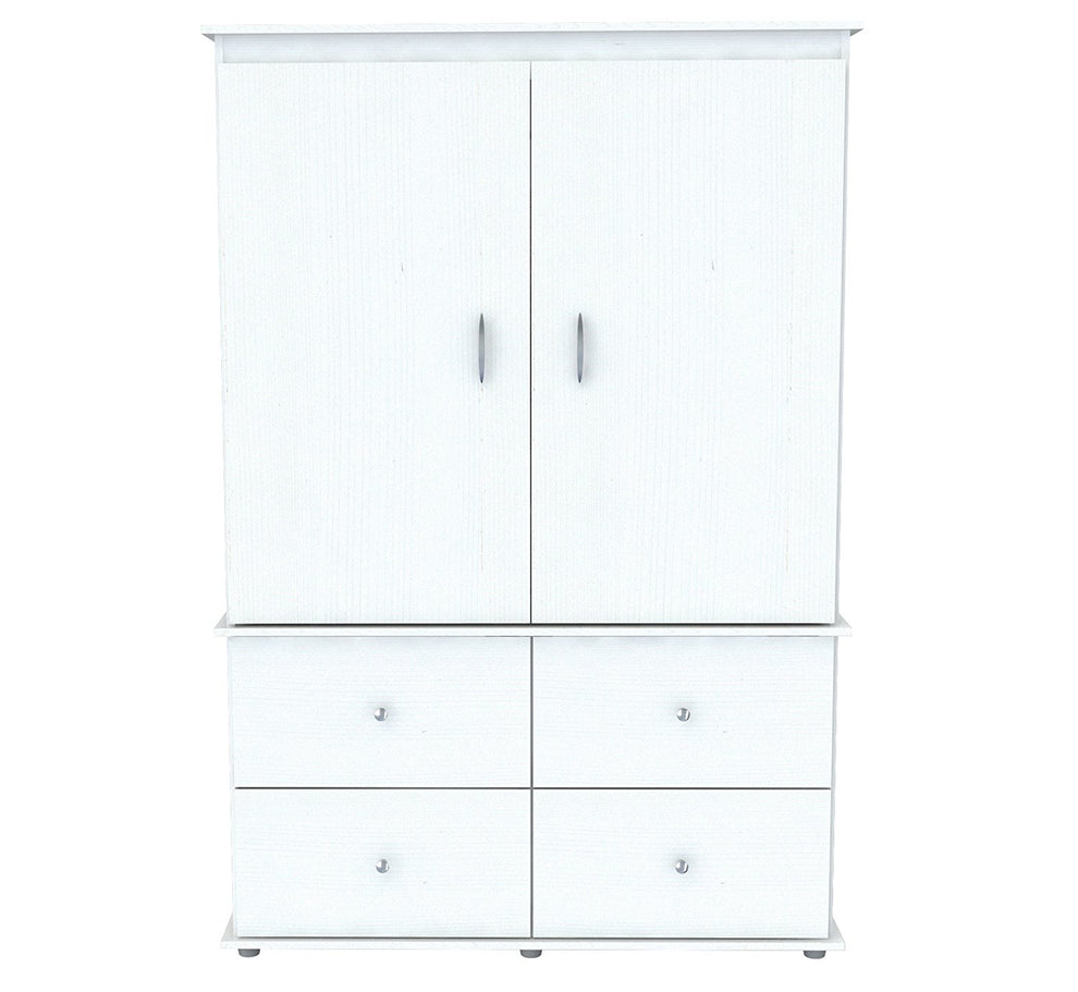 White Finish Wood Four Drawer Armoire Dresser By Homeroots | Armoires & Wardrobes | Modishstore - 3