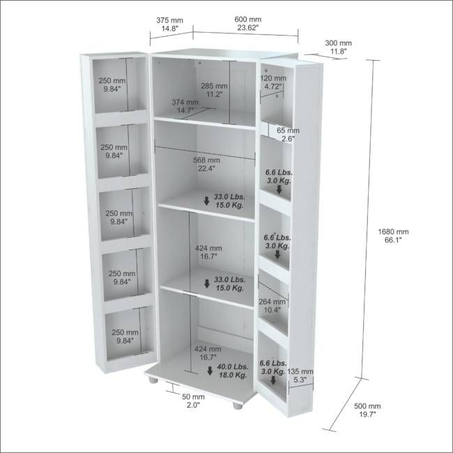 White Finish Wood Storage Cabinet With Two Doors By Homeroots | Cabinets | Modishstore - 5