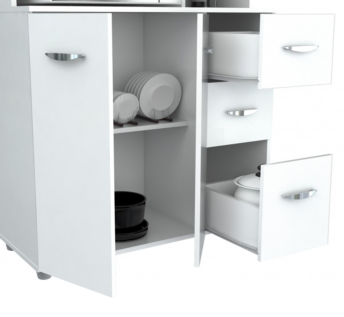 White Finish Wood Kitchen Storage Cabinet By Homeroots | Cabinets | Modishstore - 3