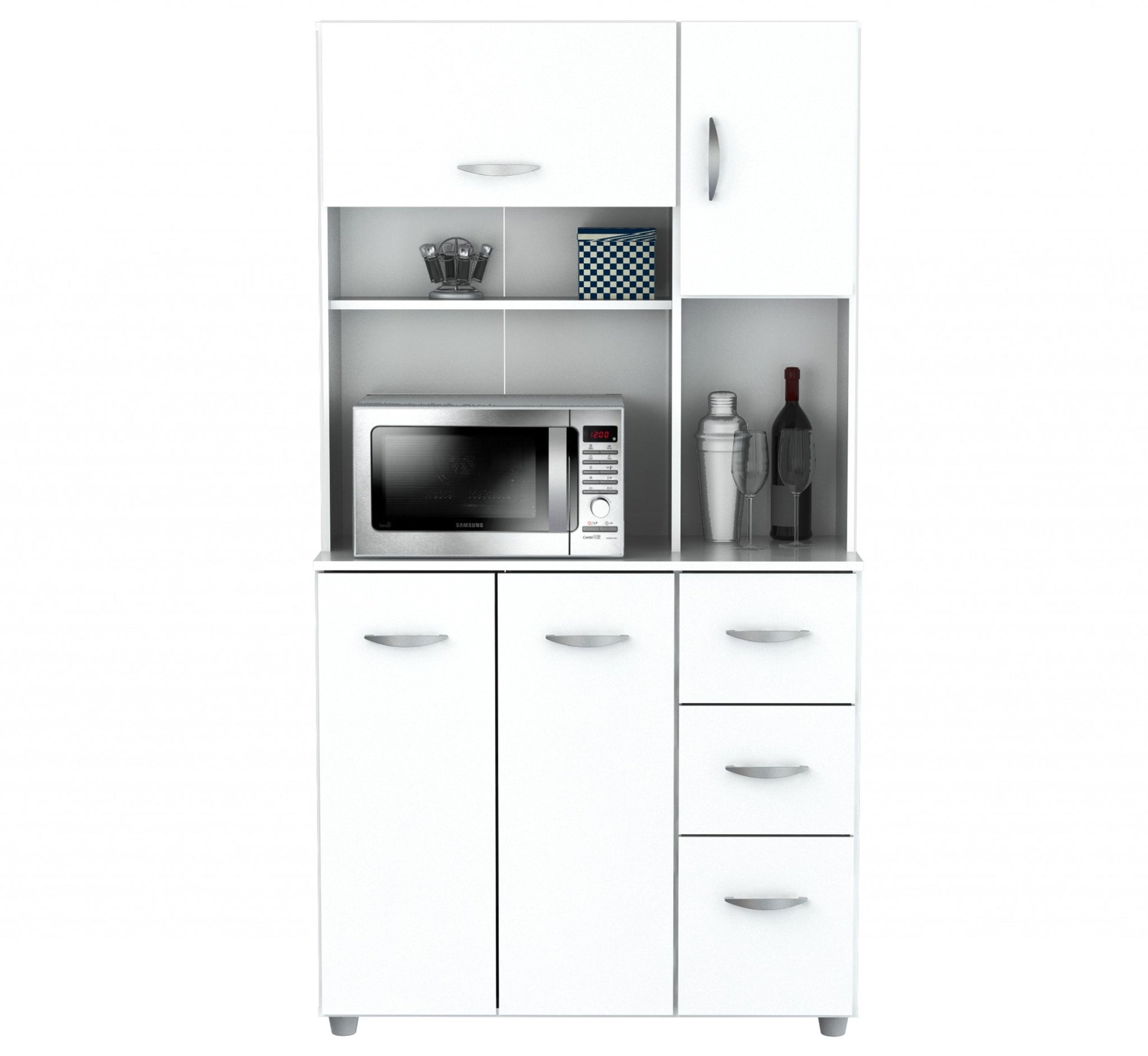 White Finish Wood Kitchen Storage Cabinet By Homeroots | Cabinets | Modishstore - 4