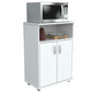 White Finish Wood Microwave Cart With Cabinet By Homeroots | Cabinets | Modishstore - 5