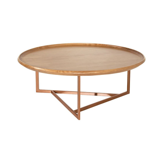 Manhattan Comfort Knickerbocker 31.88 Modern Round Coffee Table with Steel Base in Cinnamon | Coffee Tables | Modishstore