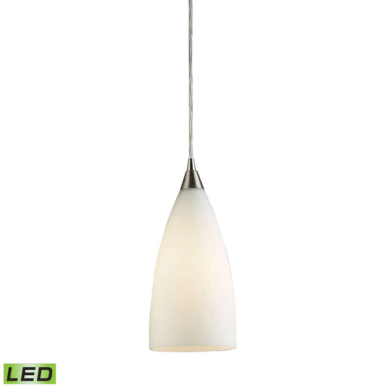Vesta 1-Light Mini Pendant in Satin Nickel with White Glass - Includes LED Bulb | Pendant Lamps | Modishstore