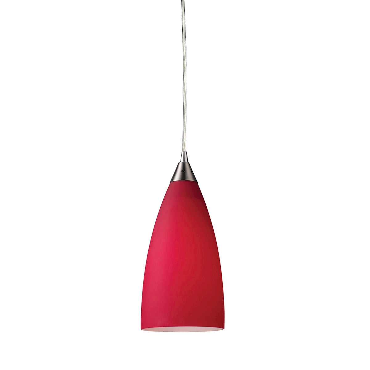 Vesta 1-Light Mini Pendant in Satin Nickel with Cardinal Red Glass ELK Lighting | Pendant Lamps | Modishstore