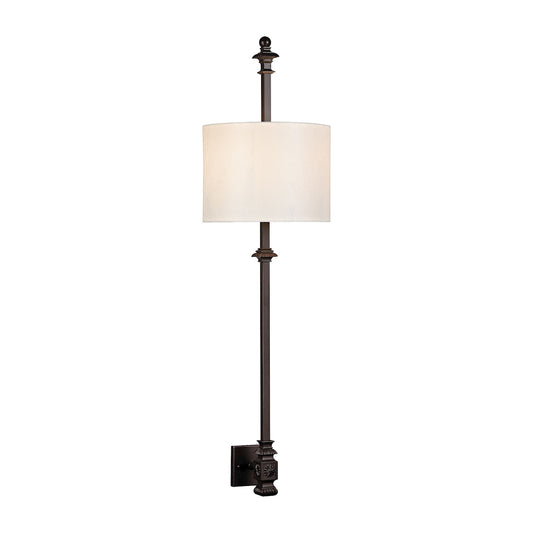 Torch 2-Light Wall Lamp in Oil Rubbed Bronze with Off-white Hardback Fabric Shade ELK Lighting | Wall Lamps | Modishstore