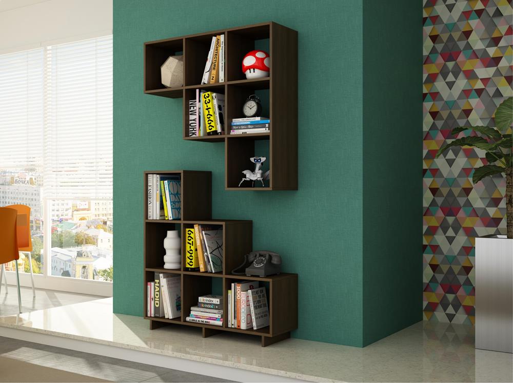 Accentuations by Manhattan Comfort Sophisticated Cascavel Stair Cubby with 6 Cube Shelves | Wall Shelf | Modishstore-2