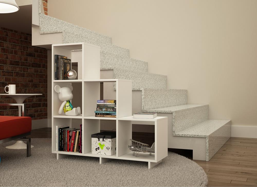 Accentuations by Manhattan Comfort Sophisticated Cascavel Stair Cubby with 6 Cube Shelves | Wall Shelf | Modishstore-5