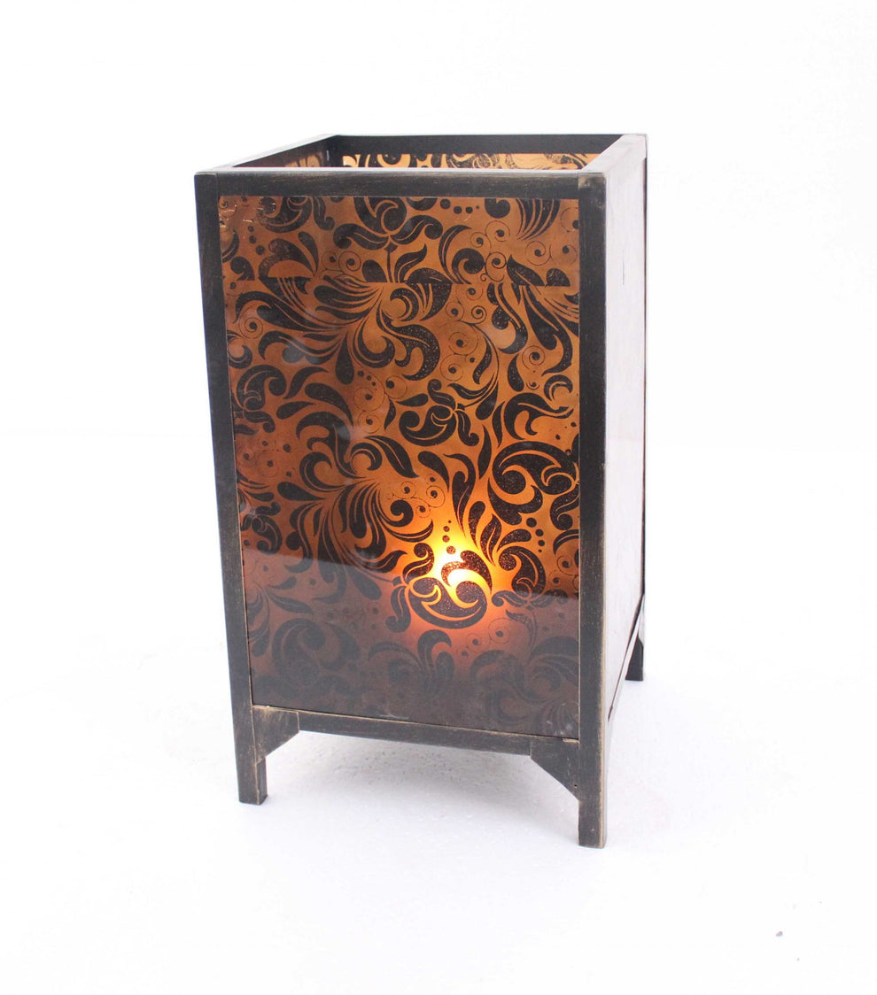 Brown Vintage Letter Pattern - Candle Holder By Homeroots | Candle Holders | Modishstore - 6