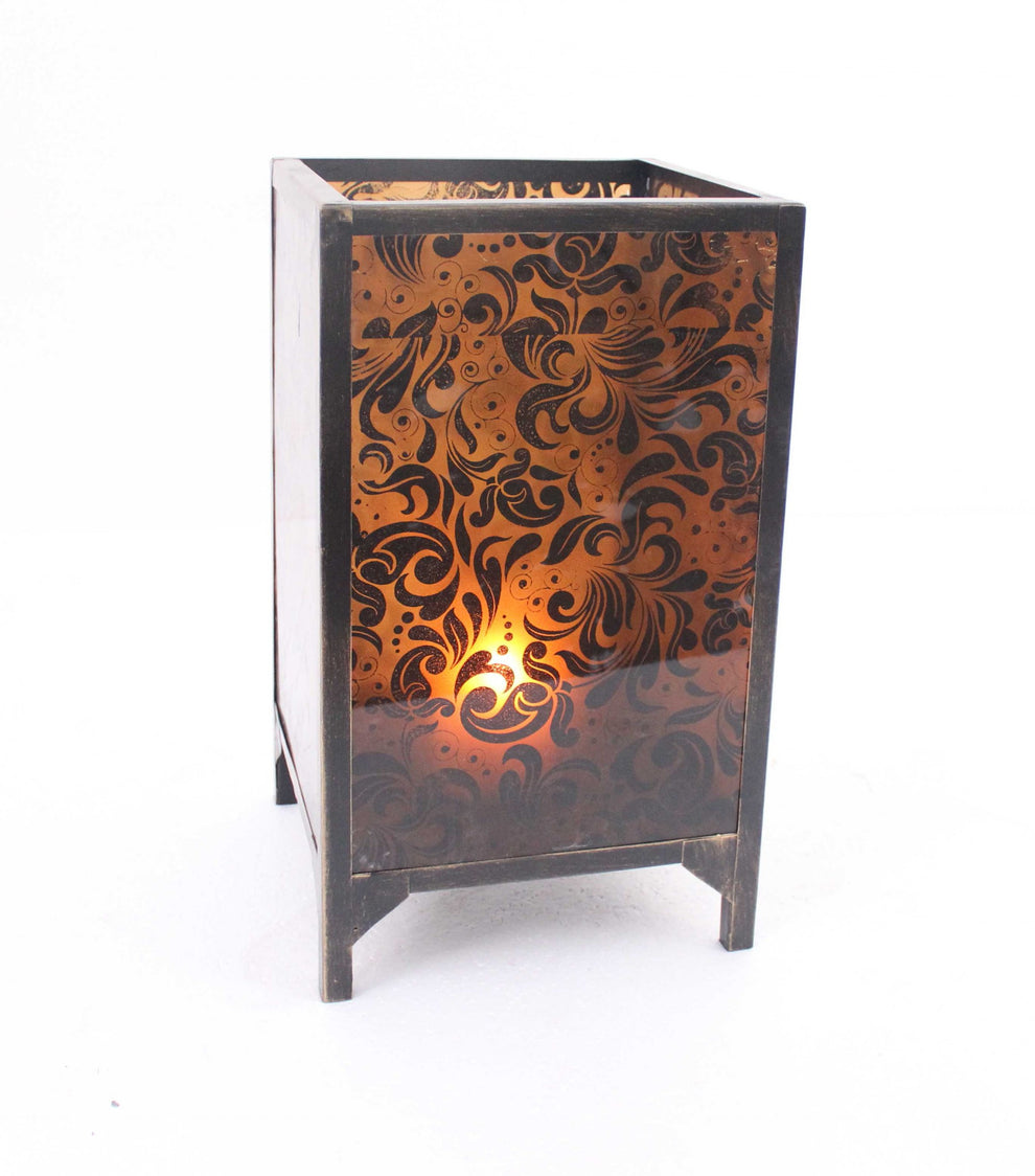 Brown Vintage Letter Pattern - Candle Holder By Homeroots | Candle Holders | Modishstore - 8