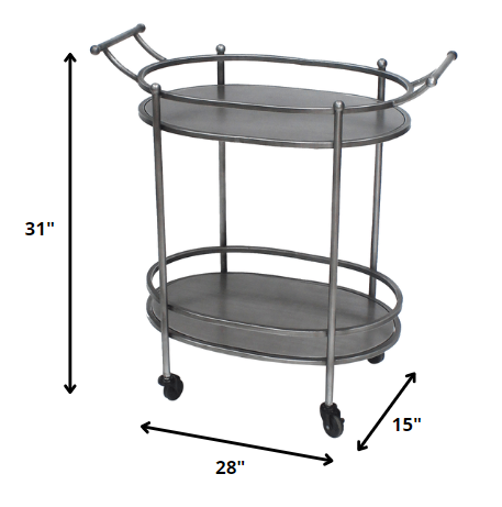 Bronze Antique Oval Service Cart By Homeroots | Bar Carts | Modishstore - 2