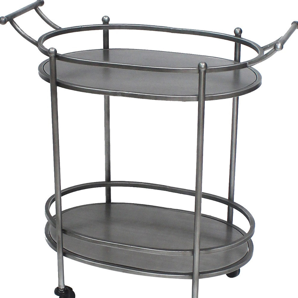 Bronze Antique Oval Service Cart By Homeroots | Bar Carts | Modishstore - 4