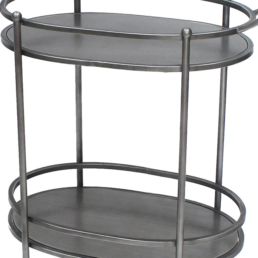 Bronze Antique Oval Service Cart By Homeroots | Bar Carts | Modishstore - 5