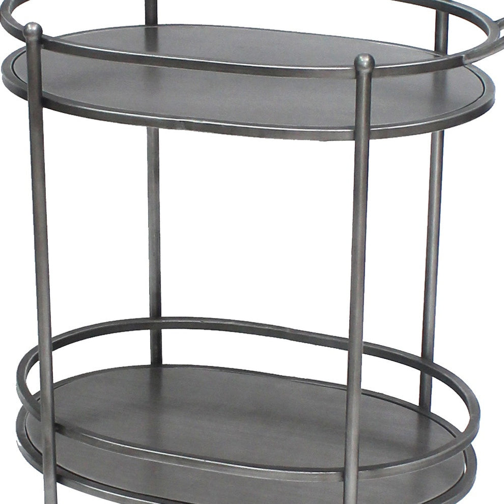 Bronze Antique Oval Service Cart By Homeroots | Bar Carts | Modishstore - 5