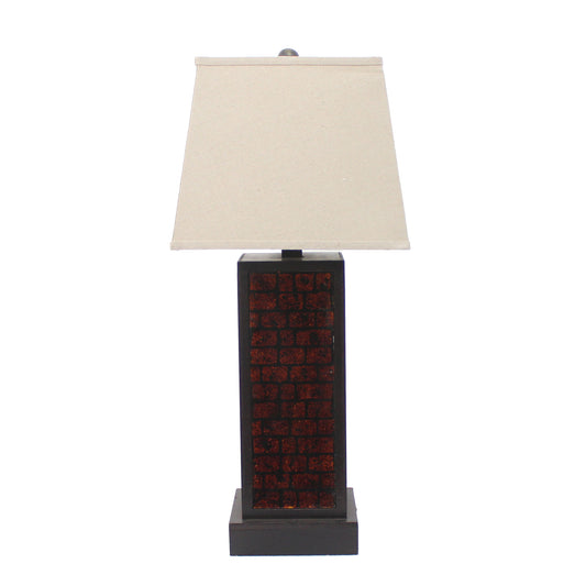 Burgundy Metal Brick Pattern - Table Lamp By Homeroots | Table Lamps | Modishstore