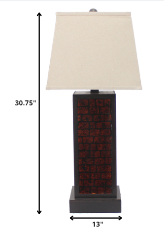 Burgundy Metal Brick Pattern - Table Lamp By Homeroots | Table Lamps | Modishstore - 5