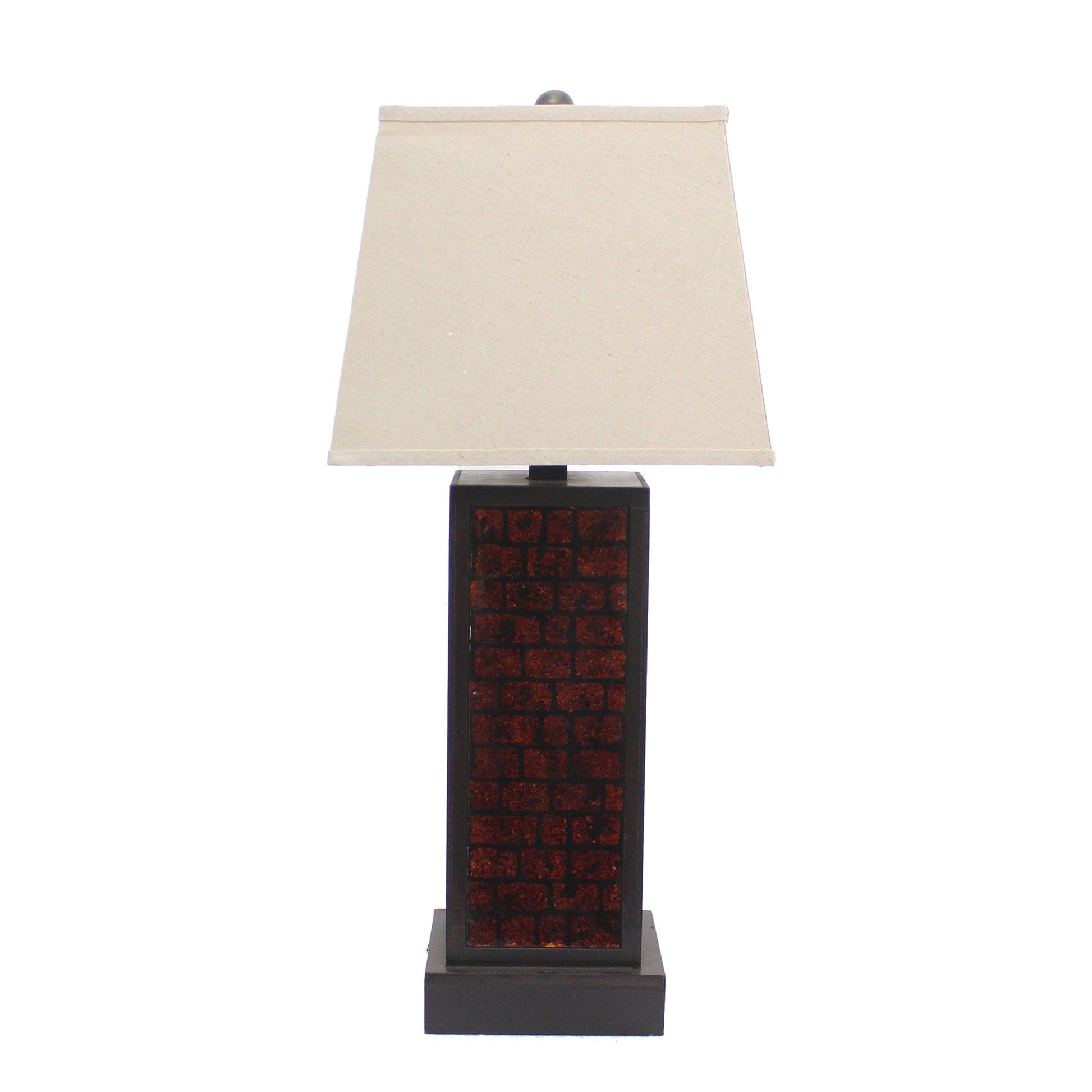 Burgundy Metal Brick Pattern - Table Lamp By Homeroots | Table Lamps | Modishstore - 2