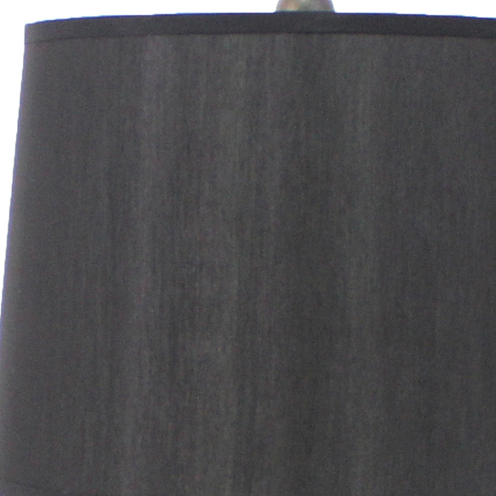 Black Traditional Wooden Linen Shade - Table Lamp By Homeroots