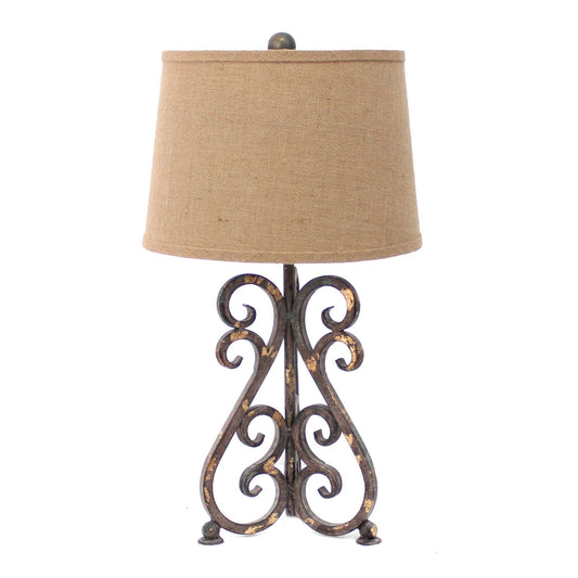 Bronze Vintage Metal Khaki Linen Shade - Table Lamp
