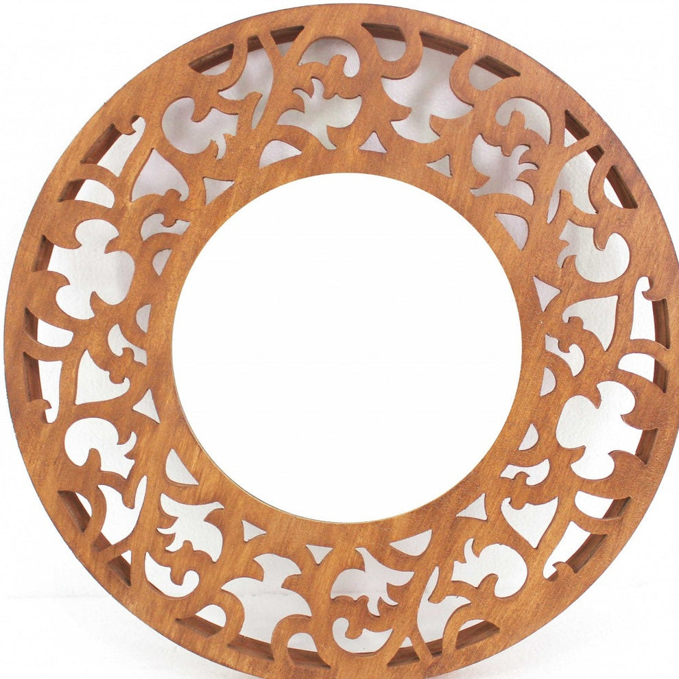 Brown Traditional Wooden - Wall Mirror By Homeroots | Mirrors | Modishstore - 4