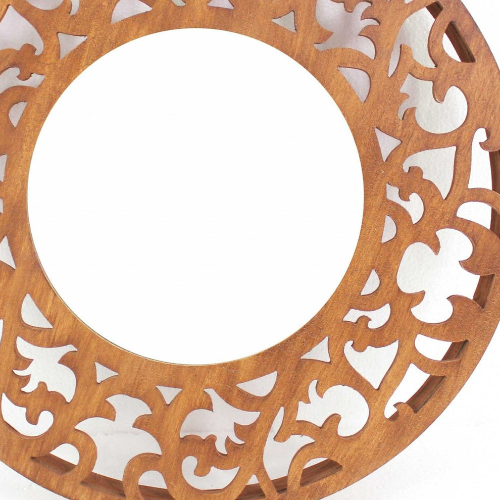 Brown Traditional Wooden - Wall Mirror By Homeroots | Mirrors | Modishstore - 5