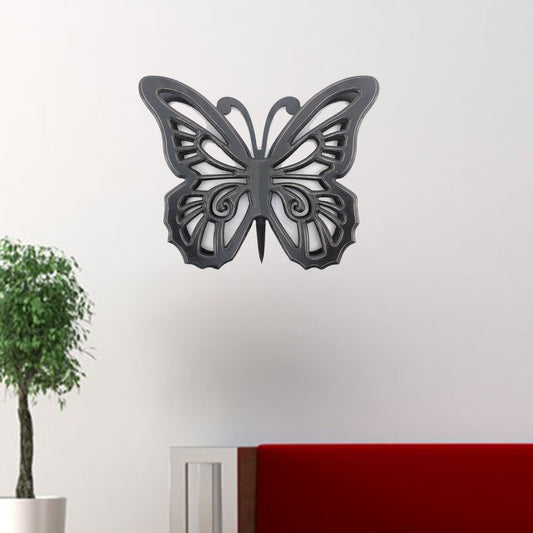 Black Rustic Butterfly Wooden Wall Decor By Homeroots | Animals & Pets | Modishstore