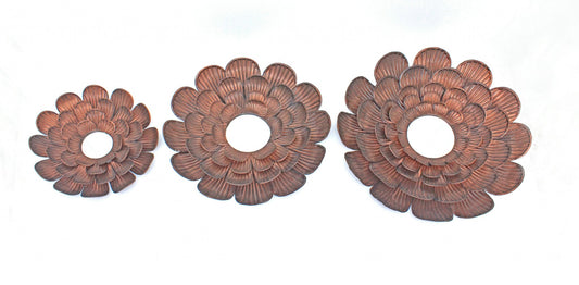 Copper 3 Piece Vintage Blooming Flower Metal - Wall Mirror By Homeroots | Mirrors | Modishstore