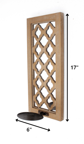 Tan Wooden Cross - Candle Holder Sconce By Homeroots | Candle Holders | Modishstore - 2