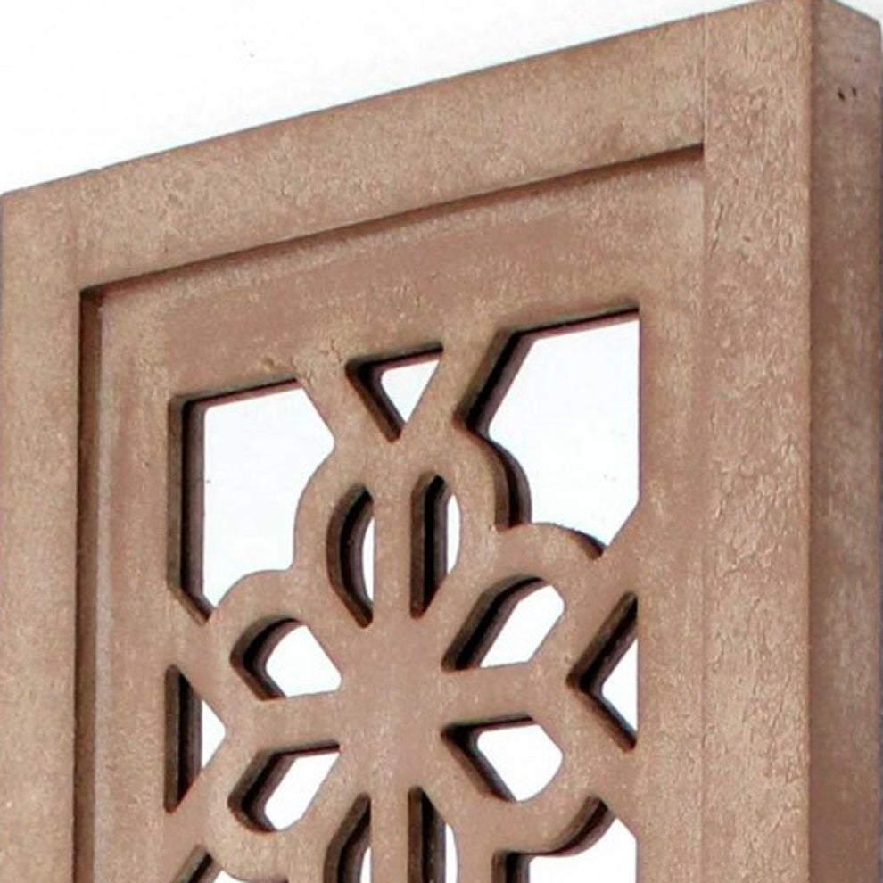 Tan Rustic Lattice Mirrors - Candle Holder Sconce Set By Homeroots | Wall Decor | Modishstore - 4