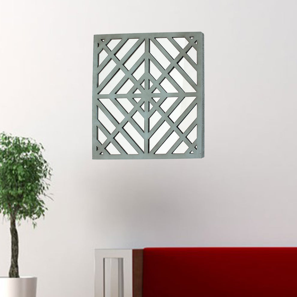 Blue Mirrored Square Wooden Wall Decor By Homeroots | Wall Decor | Modishstore