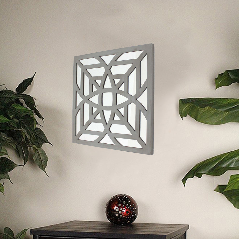 Blue Mirrored Square Wooden Wall Decor By Homeroots | Wall Decor | Modishstore - 8