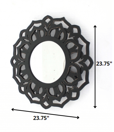 Black Traditional Lotus - Wall Mirror By Homeroots | Mirrors | Modishstore - 2