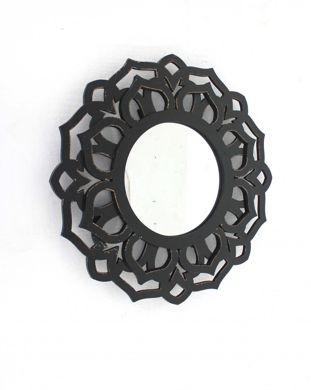 Black Traditional Lotus - Wall Mirror By Homeroots | Mirrors | Modishstore - 3