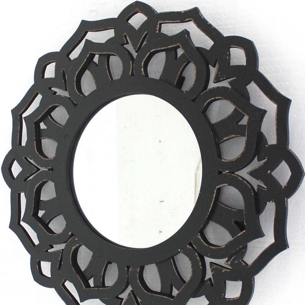 Black Traditional Lotus - Wall Mirror By Homeroots | Mirrors | Modishstore - 4