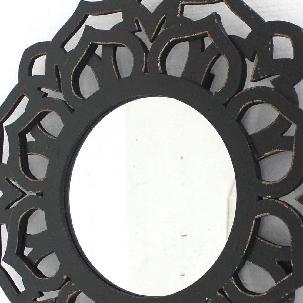 Black Traditional Lotus - Wall Mirror By Homeroots | Mirrors | Modishstore - 5