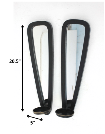 Black Wooden - Candle Holder Sconce Set By Homeroots | Candle Holders | Modishstore - 2