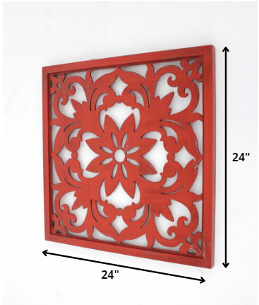 Red Vintage Floral - Wall Plaque By Homeroots | Wall Decor | Modishstore - 2
