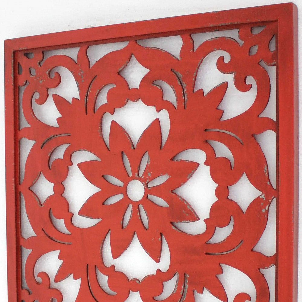 Red Vintage Floral - Wall Plaque By Homeroots | Wall Decor | Modishstore - 4