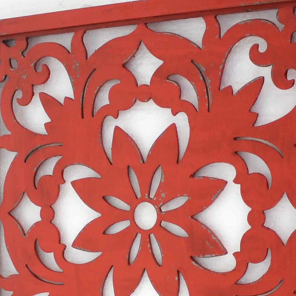 Red Vintage Floral - Wall Plaque By Homeroots | Wall Decor | Modishstore - 5