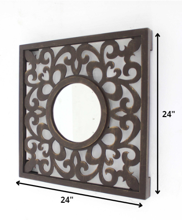 Brown Vintage - Wall Mirror By Homeroots | Mirrors | Modishstore - 2