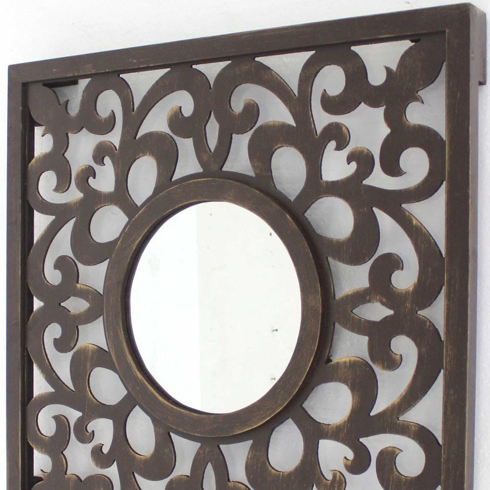 Brown Vintage - Wall Mirror By Homeroots | Mirrors | Modishstore - 4