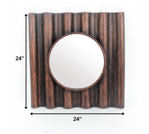 Bronze Panpipe-Like Wooden Cosmetic - Mirror By Homeroots | Mirrors | Modishstore - 2