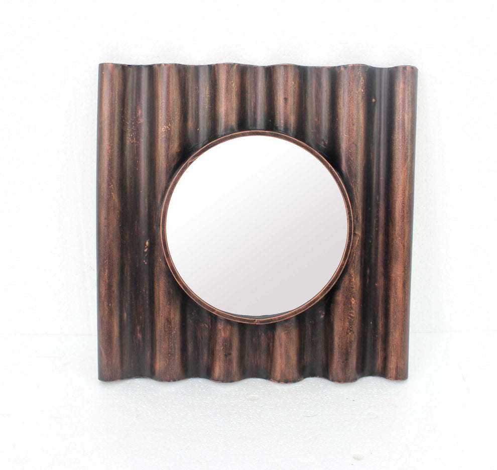 Bronze Panpipe-Like Wooden Cosmetic - Mirror By Homeroots | Mirrors | Modishstore - 3