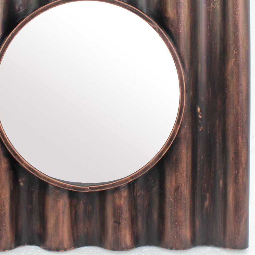 Bronze Panpipe-Like Wooden Cosmetic - Mirror By Homeroots | Mirrors | Modishstore - 5