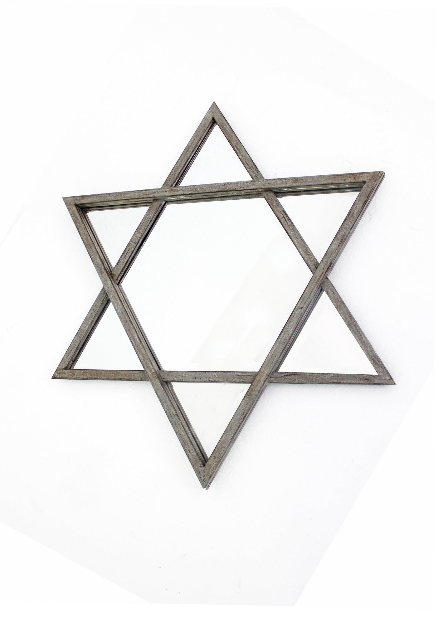 Silver Rustic Hexagram Wooden - Cosmetic Mirror By Homeroots | Mirrors | Modishstore