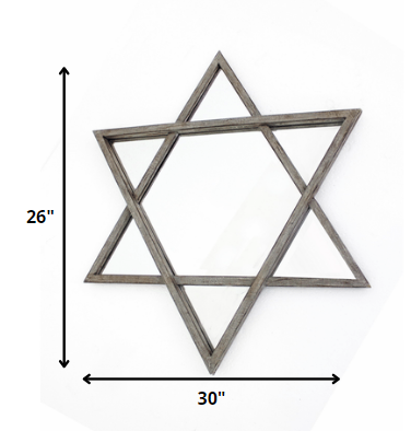Silver Rustic Hexagram Wooden - Cosmetic Mirror By Homeroots | Mirrors | Modishstore - 2
