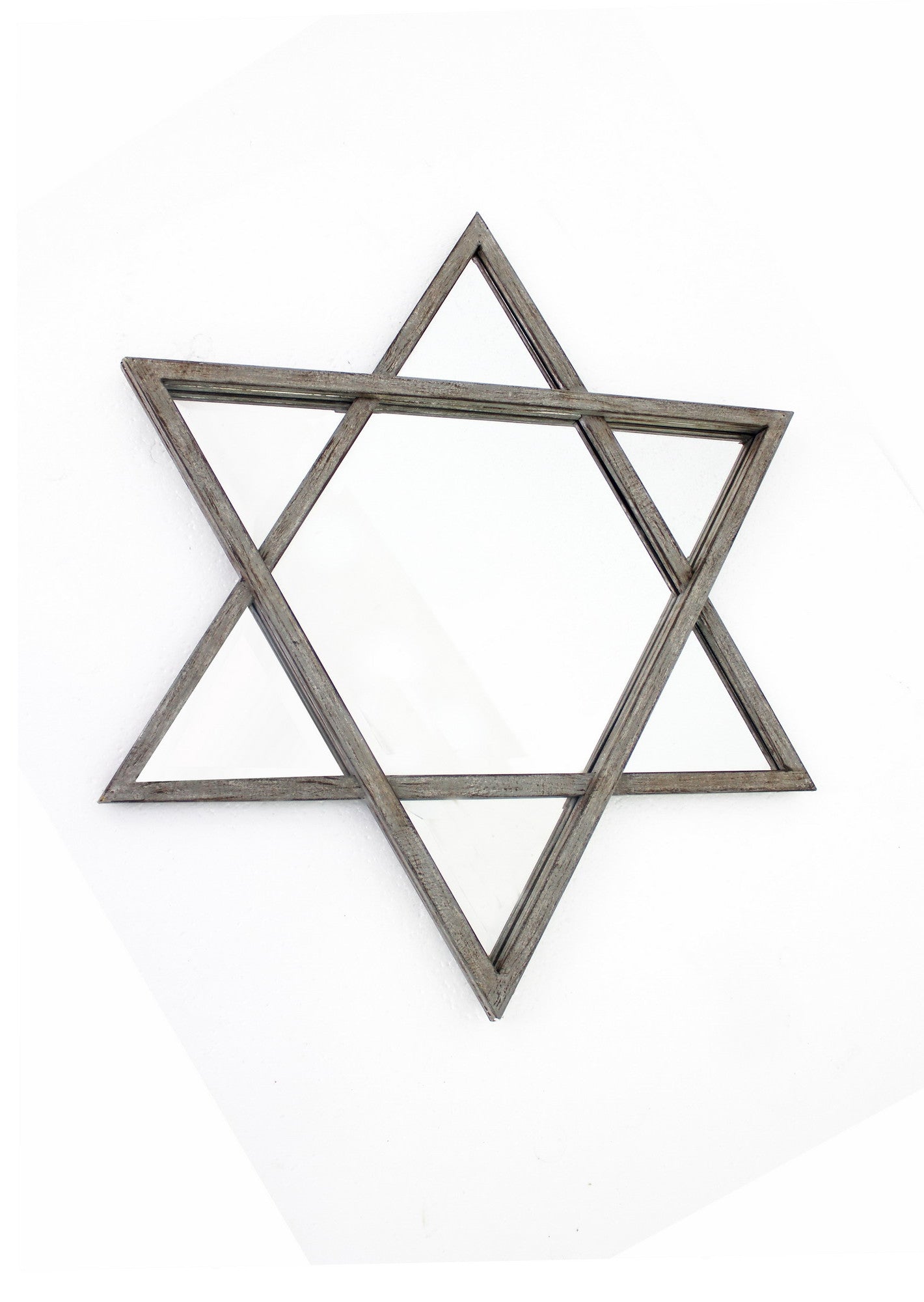 Silver Rustic Hexagram Wooden - Cosmetic Mirror By Homeroots | Mirrors | Modishstore - 3