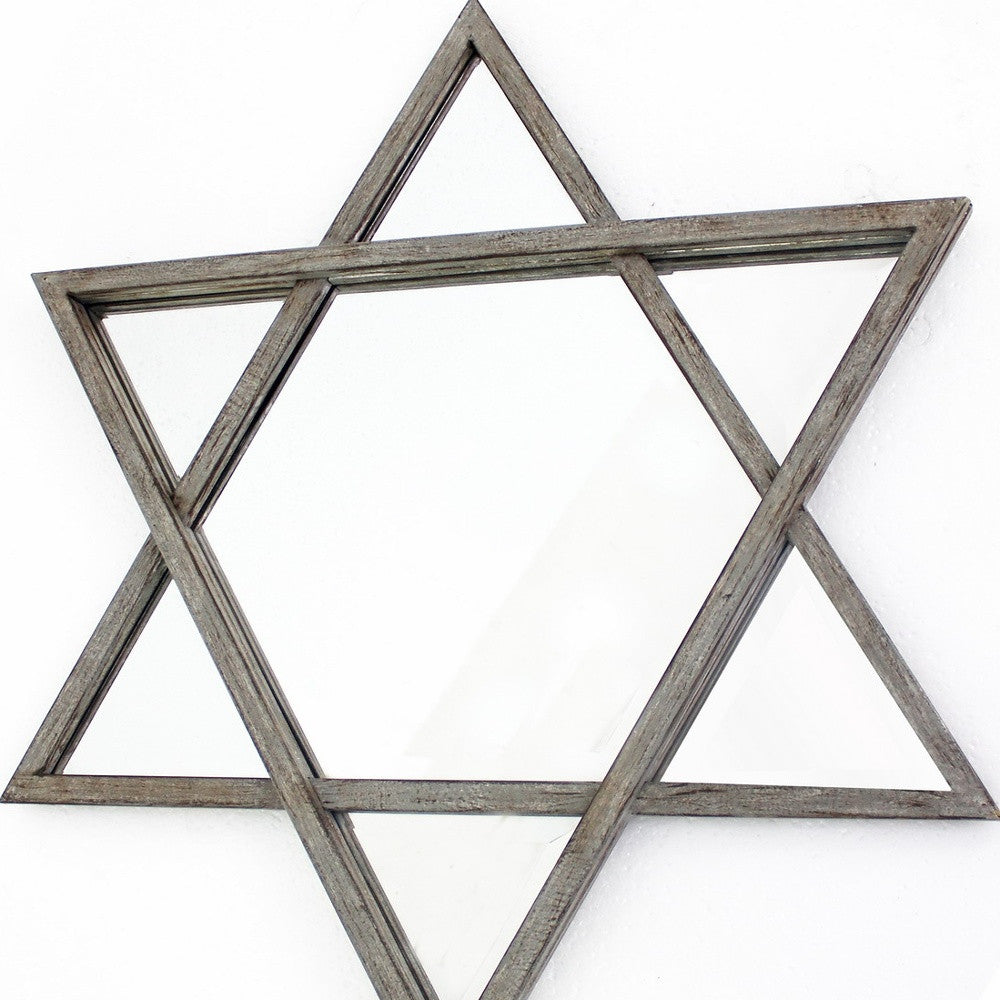 Silver Rustic Hexagram Wooden - Cosmetic Mirror By Homeroots | Mirrors | Modishstore - 4