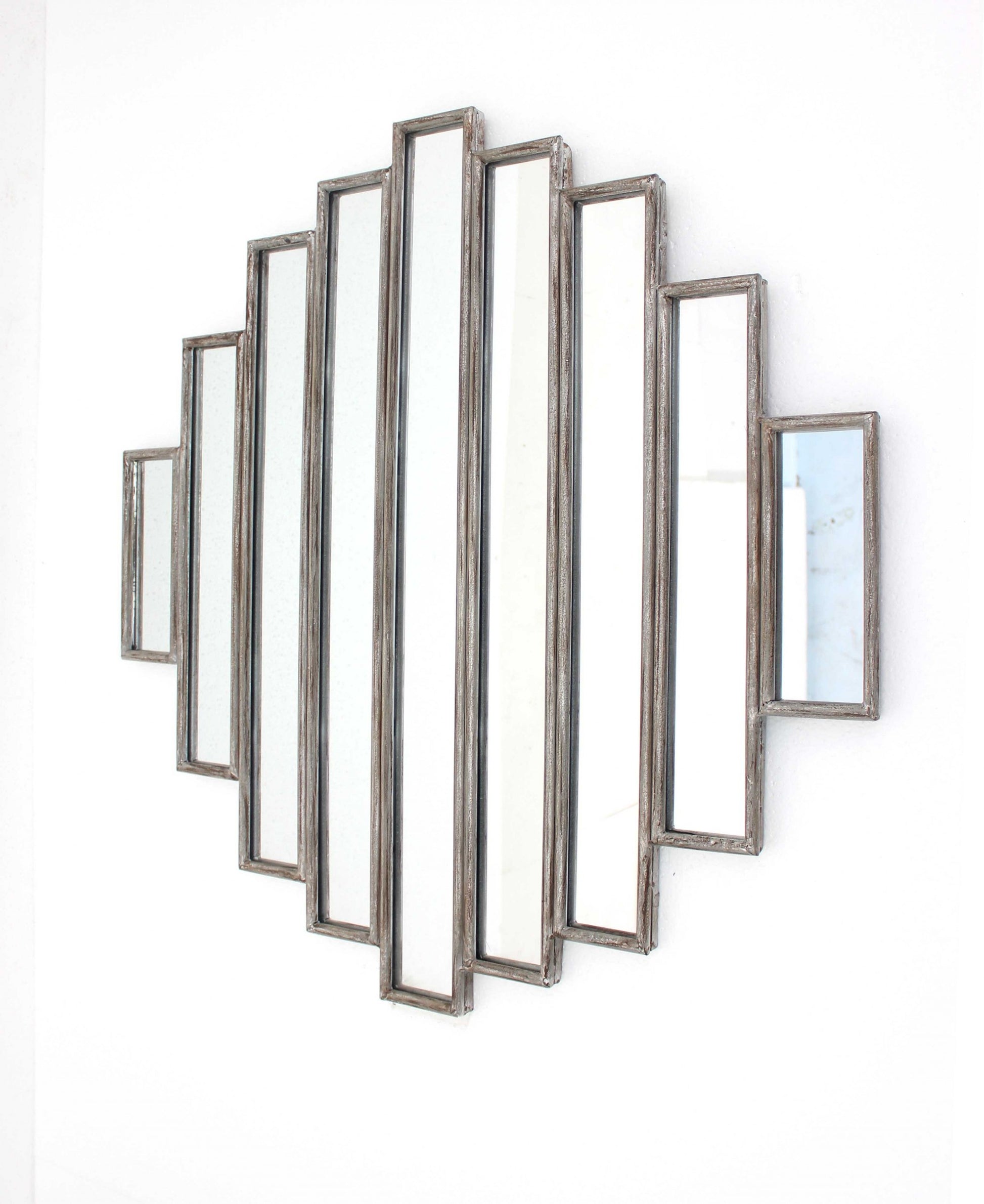 Silver Rustic Multi Mirrored Wall Sculpture By Homeroots | Wall Decor | Modishstore