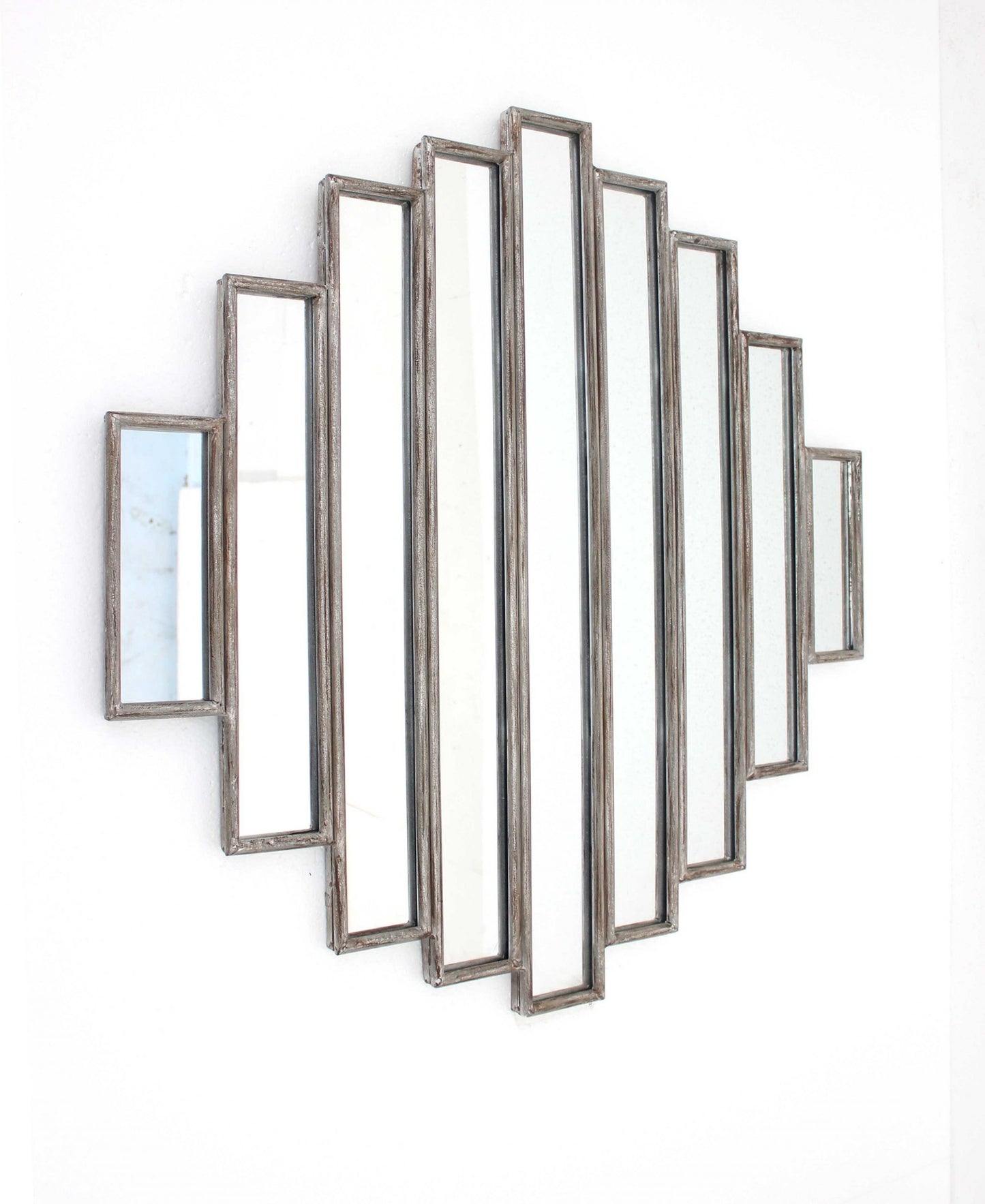 Silver Rustic Multi Mirrored Wall Sculpture By Homeroots | Wall Decor | Modishstore - 3